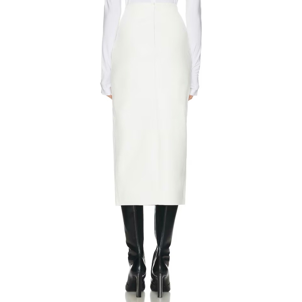NORMA KAMALI Straight Midcalf Skirt In White Size Medium - Picture 2 of 7